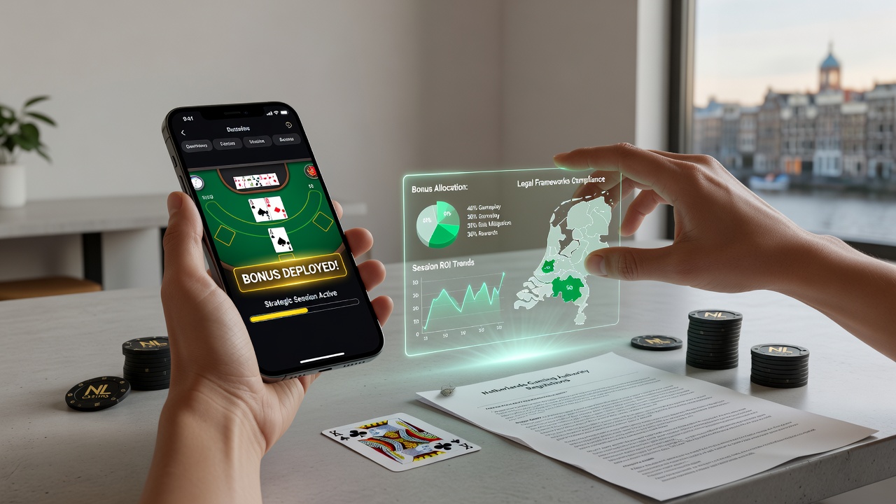 Mobiele blackjack sessie met bonusstrategie in Nederlands casino